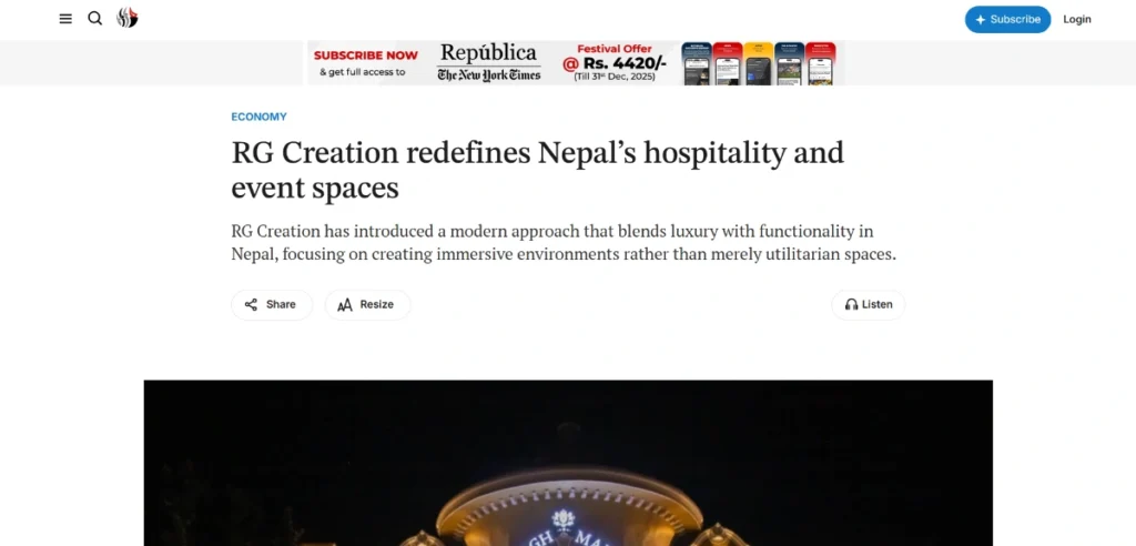 RG Creation redefines Nepal’s hospitality and event spaces - News By Republica