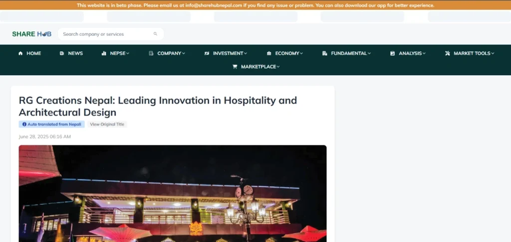 RG Creations Nepal Leading Innovation in Hospitality and Architectural Design - News By Share Hub