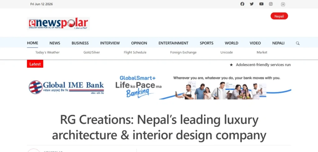 RG Creations Nepal News on English News Portal of Nepal