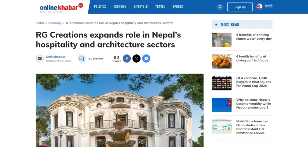 RG Creations expands role in Nepal’s hospitality and architecture sectors – Post By Online Khabar English