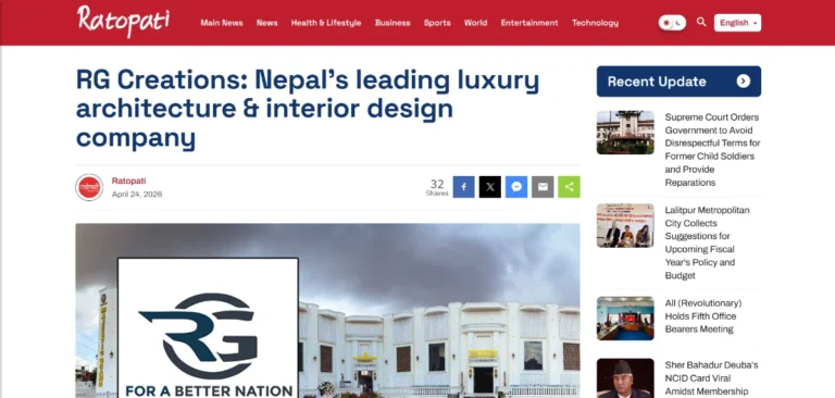 Ratopati News on RG Creations Nepal
